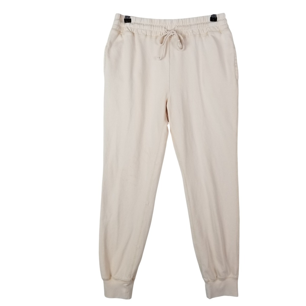 J.Crew Womens Cotton Jogger Sweatpants Cream Off White Drawstring Size S‎